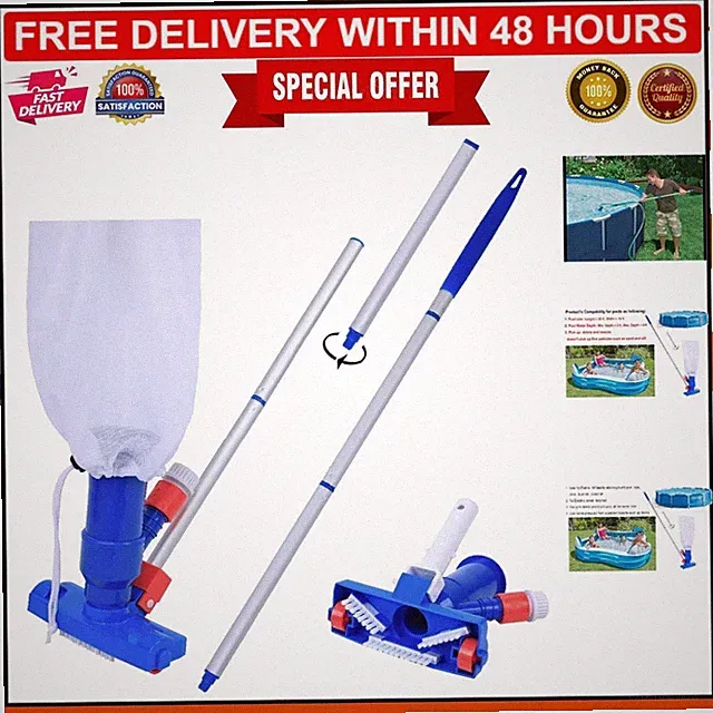 Jet Vacuum with 6-Section Poles for Aboveground Pools - No Electric Power Needed