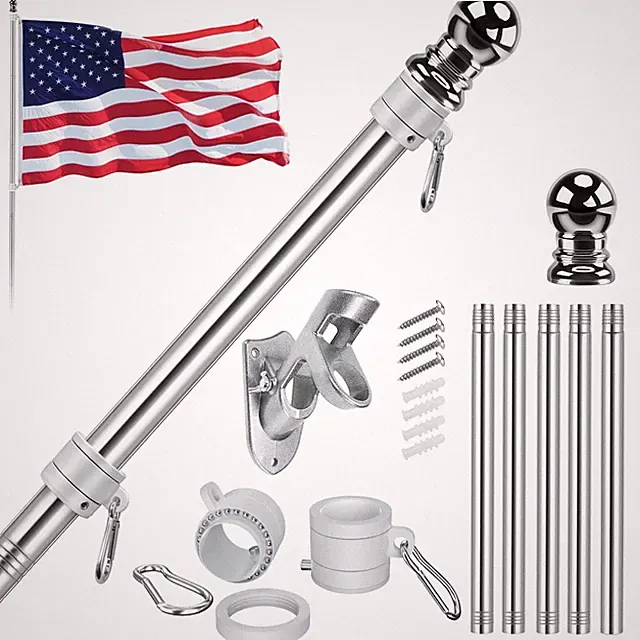 Jetlifee American Flag Pole Kit, Including 100% Polyester 3x5 ft US Flag, 5 F...