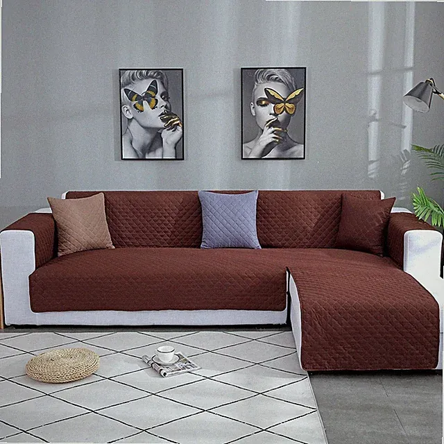 JIABOLANG L Shape Sectional Sofa Cover Large Brown