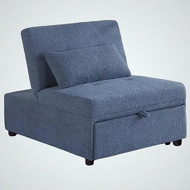 Jiya Convertible Sofa Chair to Single Bed- Blue Fabric- 76 Inch