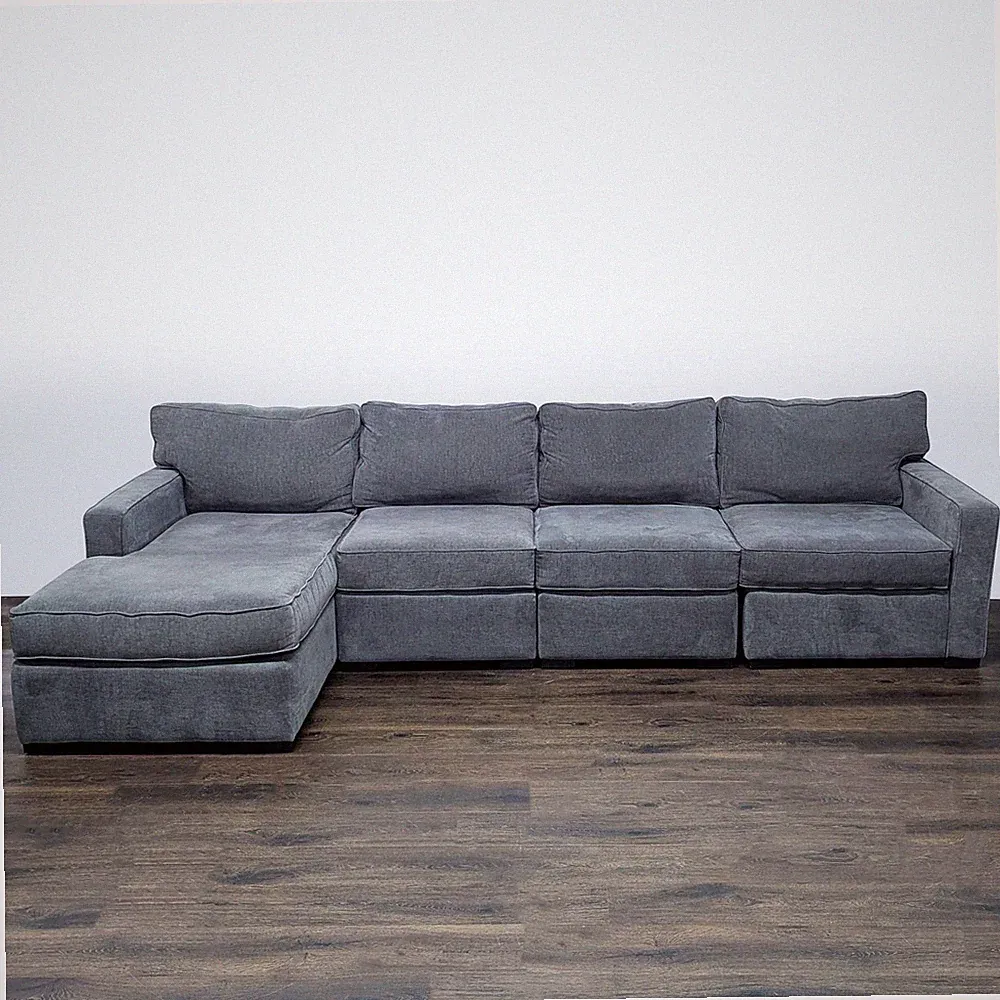 Jonathan Louis Gray Fabric Sectional Sofa with Chaise - Spacious