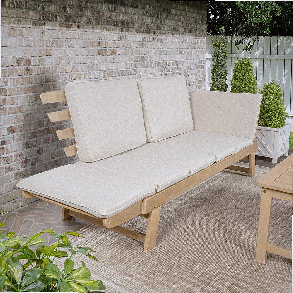 JONATHAN Y SFB1000 Hartley 2-Seat Modern Folding Wood Outdoor Day Bed Sofa