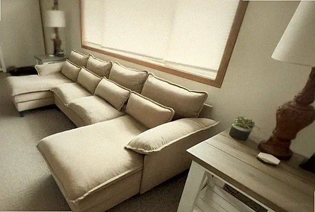 JONPONY 107.5" U Shaped Couch, 4 Seat Sectional with 4 Throw Pillows,Convertible