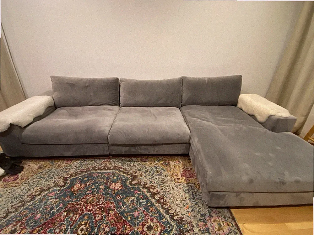 Joybird grey velvet Holt Modular Sectional Sofa