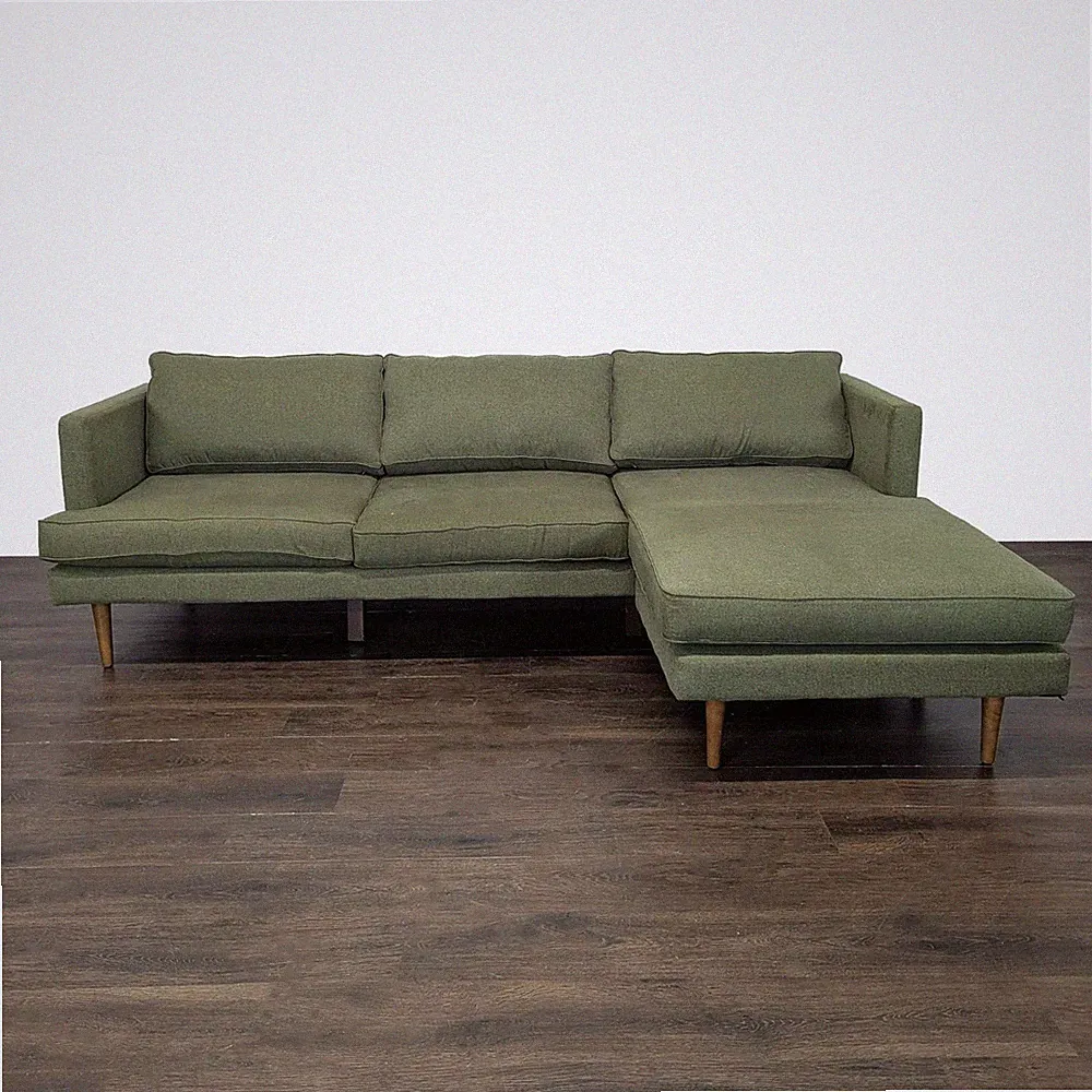 Joybird Preston Green Sectional Sofa with Chaise - Modern Design