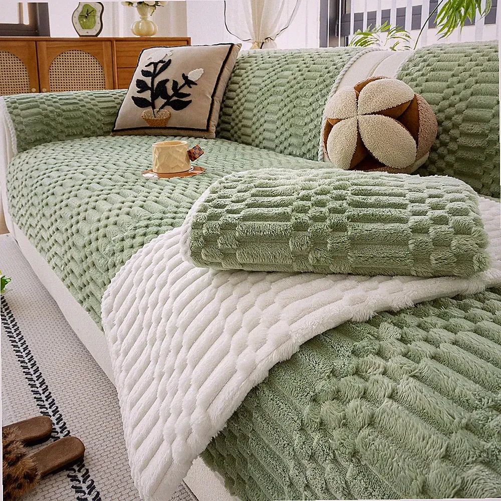 JPGGD Plush Warm Sofa Covers Washable Funny Fuzzy Couch Cover for Dogs Non-Slip