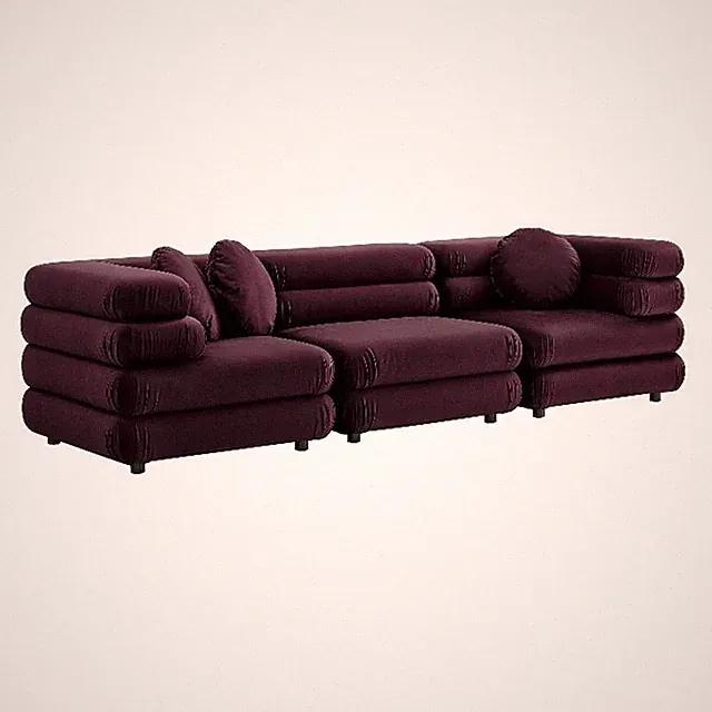 Jubilee 3-Piece Sectional Sofa in Mulberry