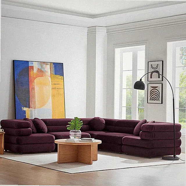 Jubilee 5-Piece Sectional Sofa in Mulberry