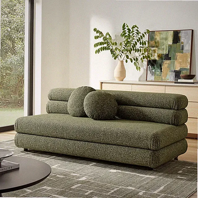 Jubilee Upholstered Modular Armless Loveseat in Olive