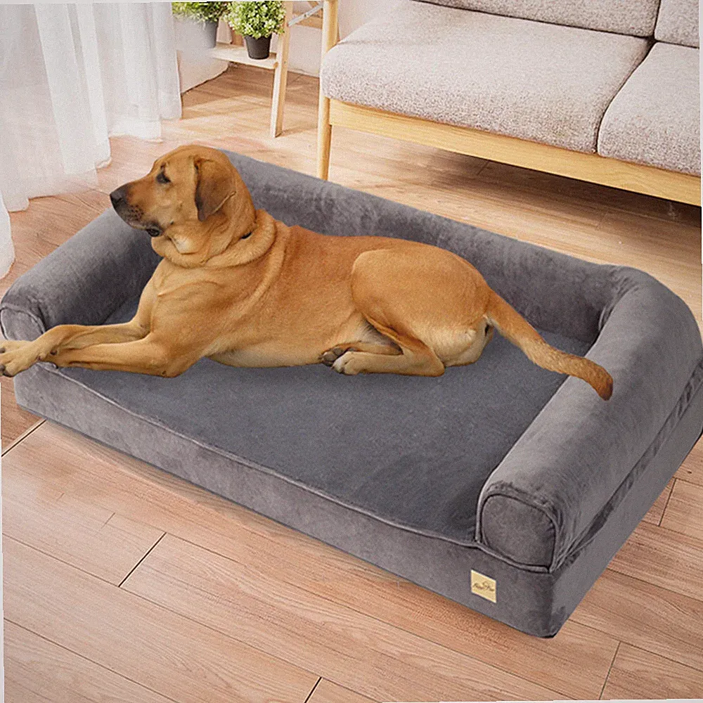Jumbo Orthopedic Pet Dog Bed Extra Large Dog Bolster Sofa Bed Removable Cover XL