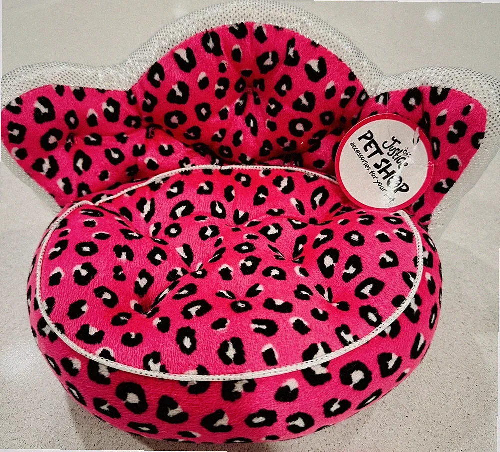 Justice Pet Shop Bed Hot Pink Animal Print Lounging Sofa Plush Stuffed Toy