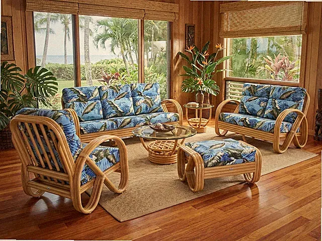 Kauai Rattan Living Room Furniture 6 Piece Sofa Set (#1790H-BS)