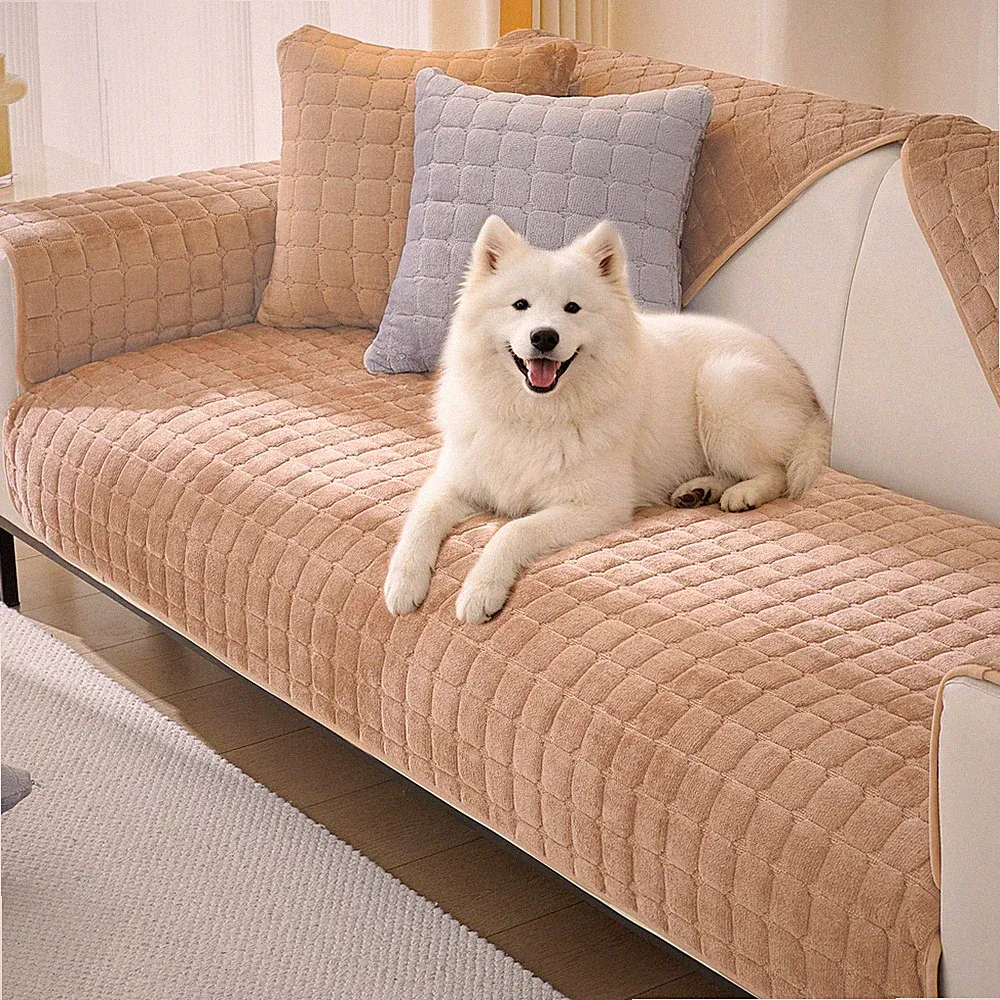 KaviKon Couch Cover for Dogs,Velvet Non-Slip Couch Covers for Sofa Washable