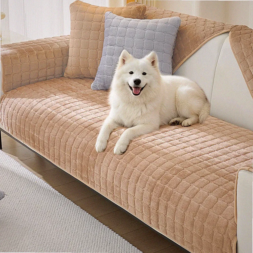 KaviKon Couch Cover for Dogs,Velvet Non-Slip Couch Covers for Sofa Washable