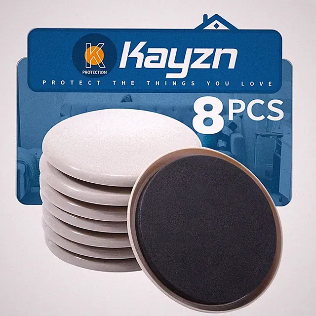Kayzn Furniture Sliders for Carpet, 8 Pcs 5" Round Beige, Beige