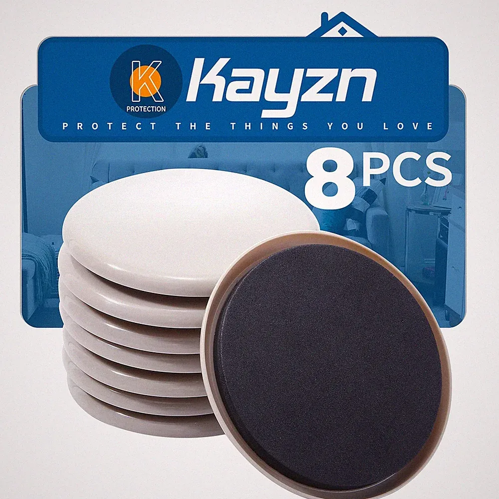 Kayzn Furniture Sliders for Carpet, 8 Pcs 5" Round Beige, Beige