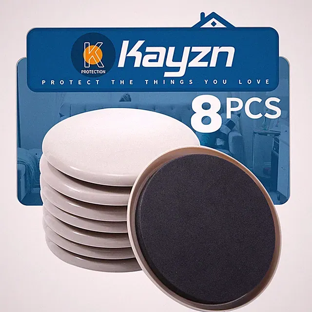 Kayzn Furniture Sliders for Carpet, 8 Pcs 5 Round Furniture Moving Pads, Heavy-D