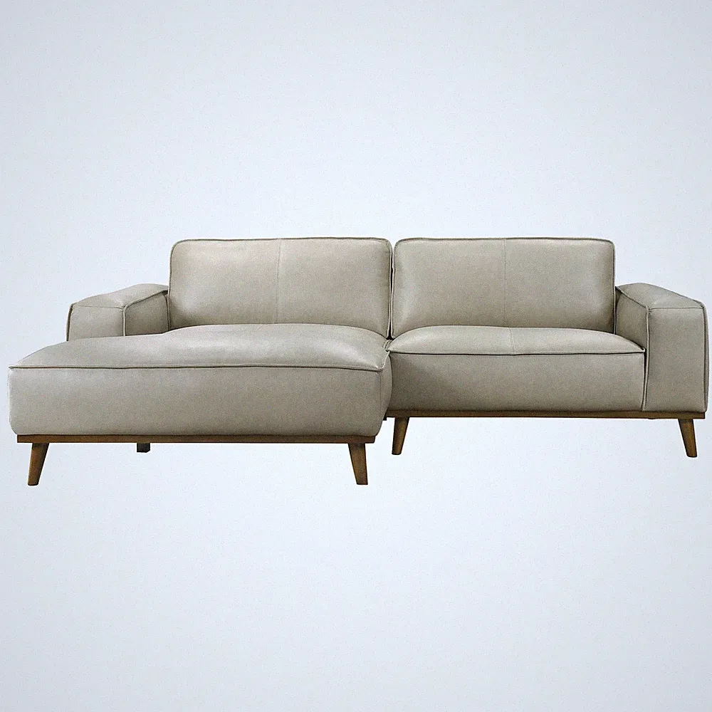 Kerrville Beige Leather Left Sectional Sofa