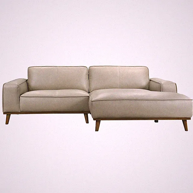 Kerrville Beige Leather Right Sectional Sofa