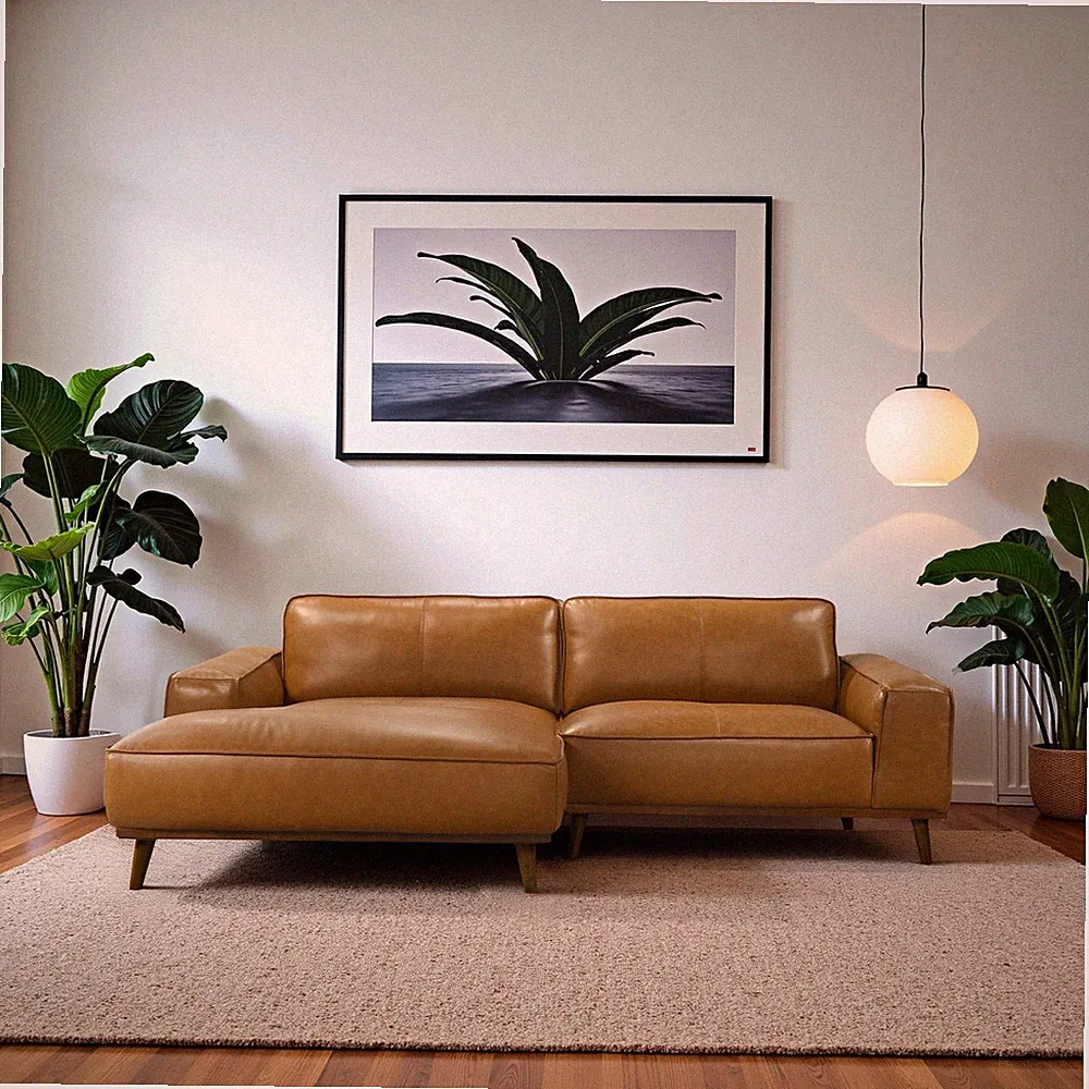 Kerrville Tan Leather Left Sectional Sofa