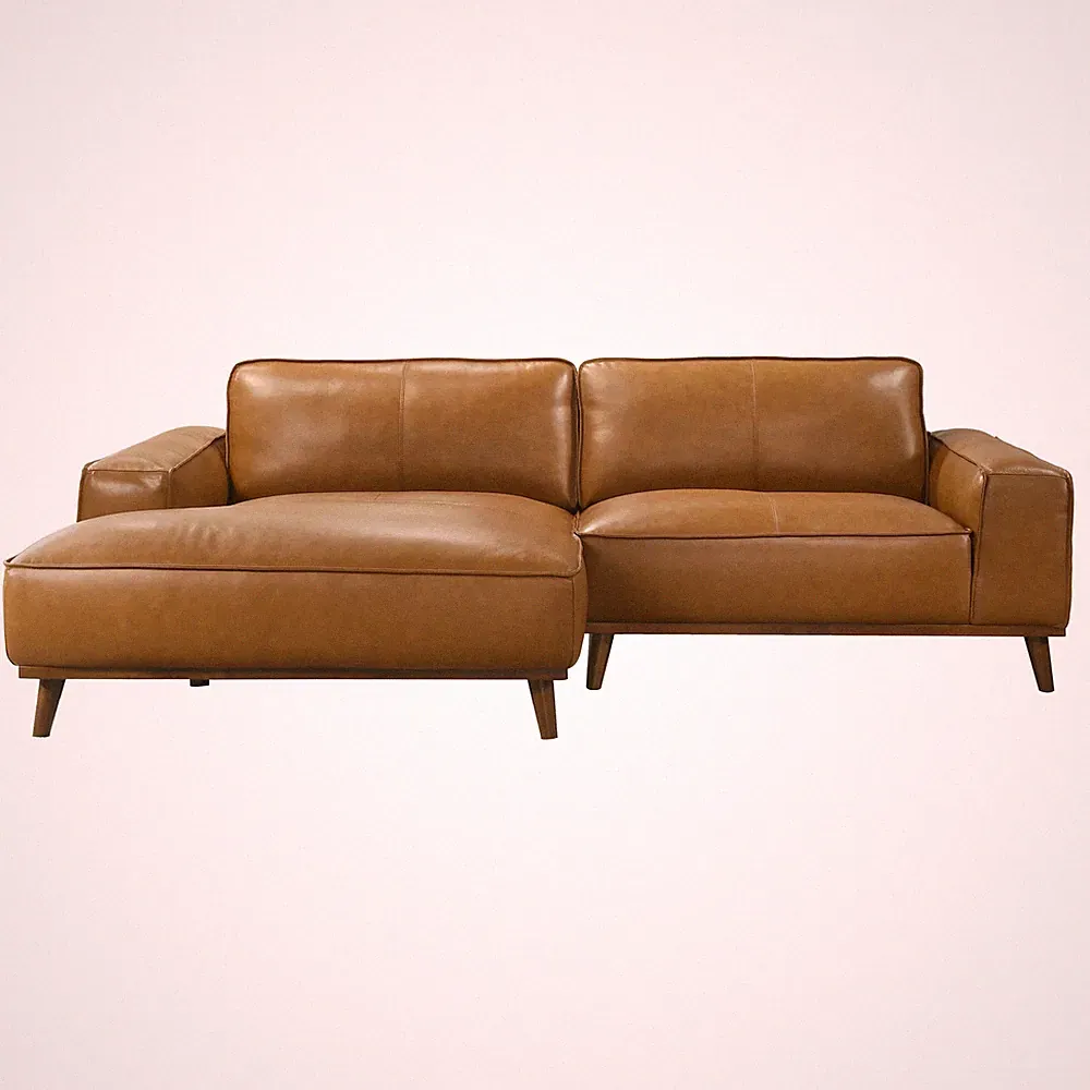 Kerrville Tan Leather Left Sectional Sofa