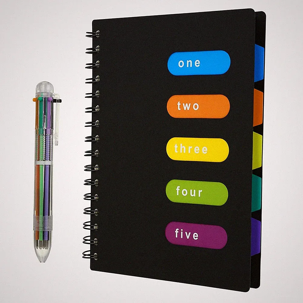 Kesoto Spiral Notebook with Divider Tabs, Professional Notebooks for Black