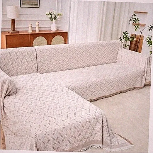 Khaki White Khaki White Sectional Couch Covers - X-Large for L-Shaped Sofas