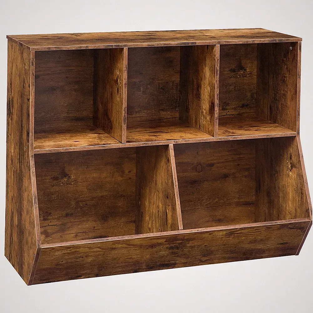 Kids Bookshelf & Toy Storage Cabinet, 35.4" Bookcase for Playroom & Nursery, Rus