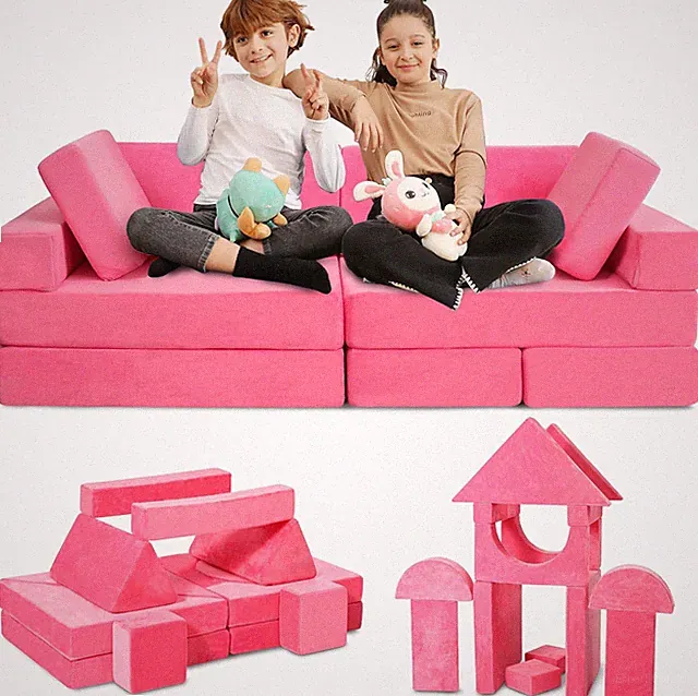 Kids Couch 14 PC Modular Kids Play Couch Set – Convertible Sofa with Soft Foam S