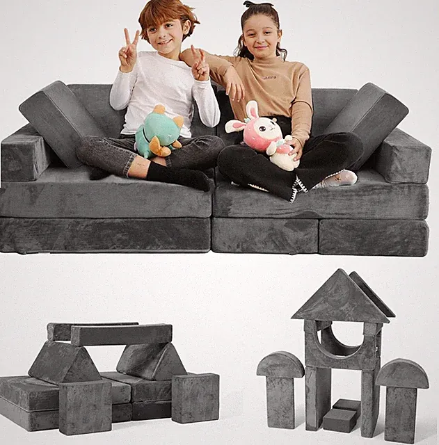 Kids Couch 14 PC Modular Kids Play Couch Set – Convertible Sofa with Soft Foam S