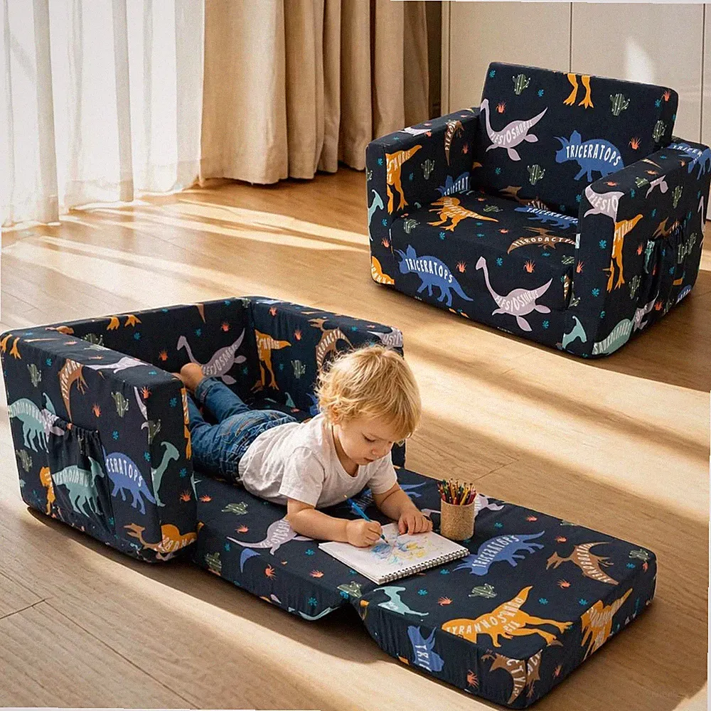 Kids Couch, 2-In-1 Kids Fold Out Couch | Convertible Sofa to Lounger for Girls a