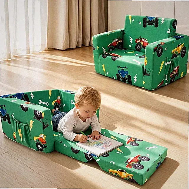Kids Couch, 2-In-1 Kids Fold Out Couch