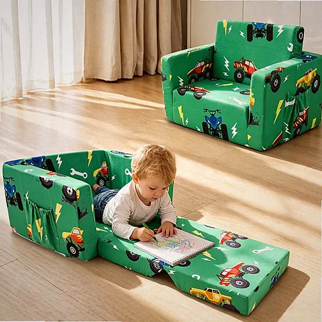 Kids Couch, 2-In-1 Kids Fold Out Couchs