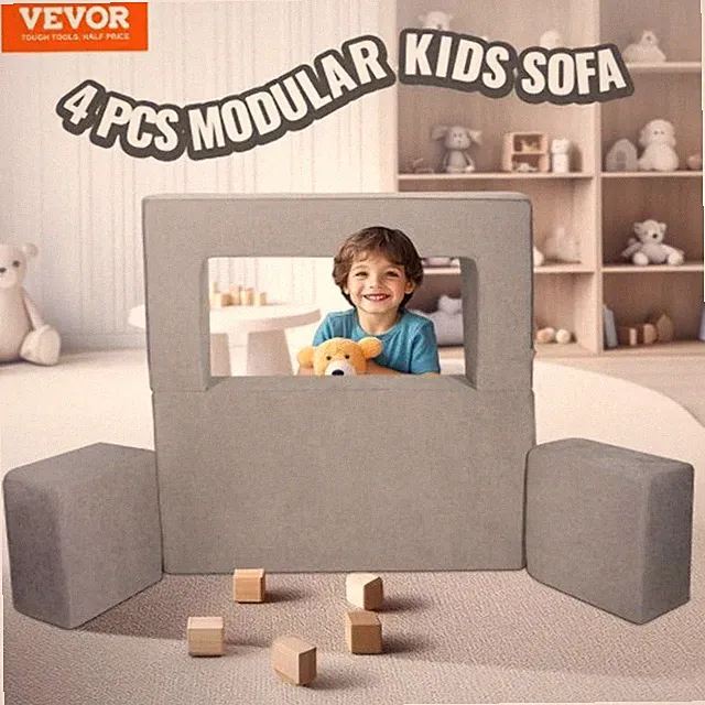 Kids Couch 4Pcs Modular Kids Play Couch Toddler Couch Sofa Bed Kids Chair