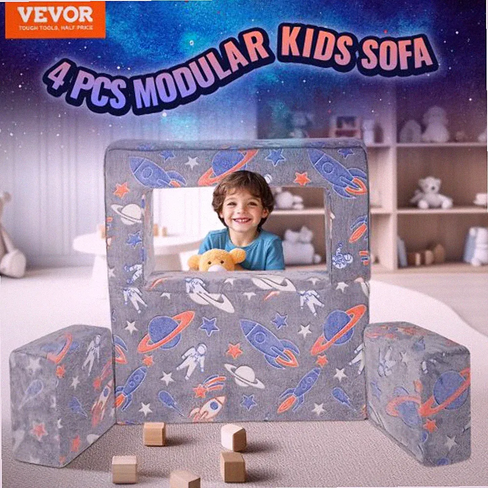 Kids Couch 4Pcs Toddler Couch Sofa Bed Kids Chair Seat Playroom Furniture