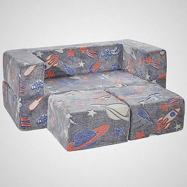 Kids Couch, 4Pcs Toddler Couch Sofa Bed, Kids Chair Seat Playroom Furniture, Ch