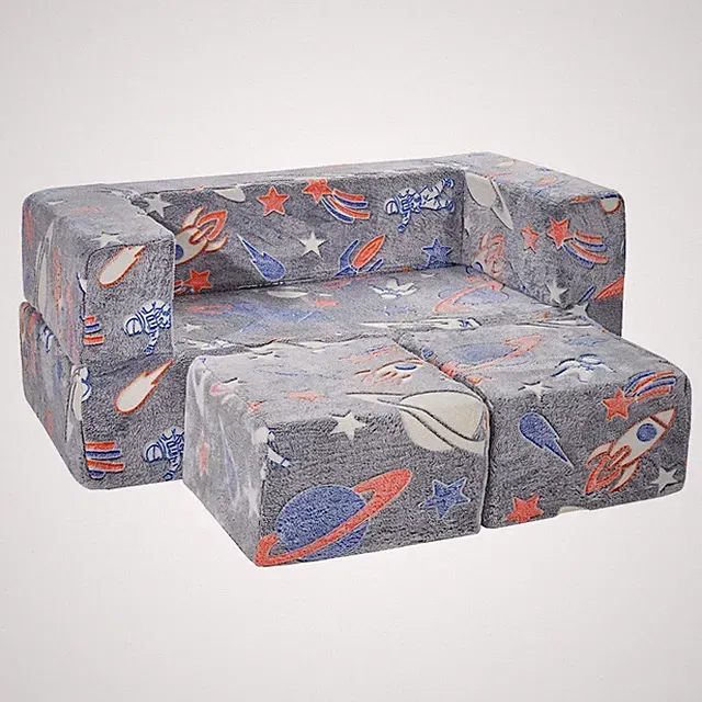 Kids Couch, 4Pcs Toddler Couch Sofa Bed, Kids Chair Seat Playroom Furniture, Chi