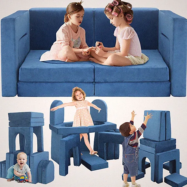 Kids Couch Play Set, 10 PCS Modular Kids Sofa Couch Indoor Couch Playhouse Gift