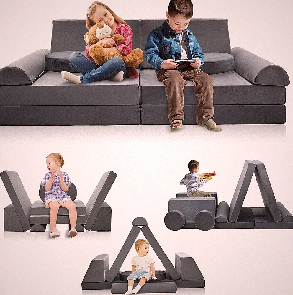 Kids Couch Play Set, 10PCS Modular Kids Sofa Couch Child Couch Playhouse