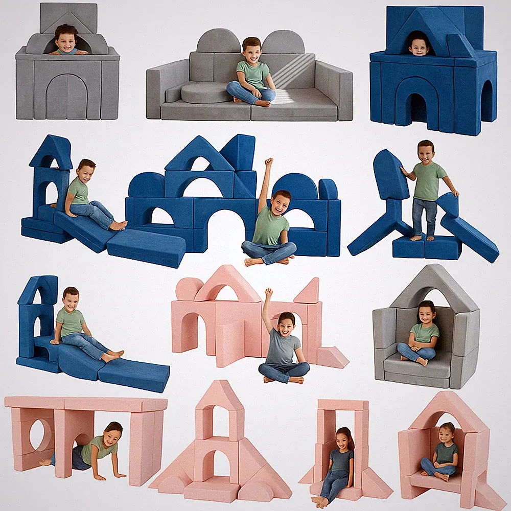 Kids Couch Sofa Toddler Modular Building Fort and Play Set Foam (14-Pieces)