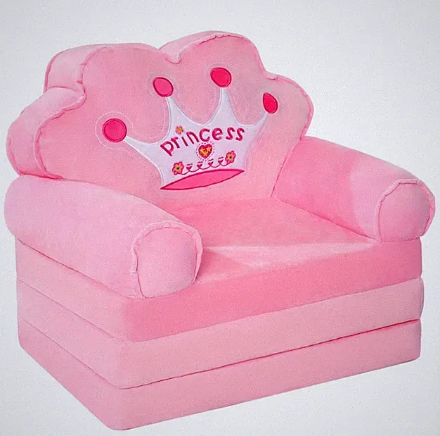 Kids Foldable Sofa Bed Princess Chair for Toddlers 1-3 Pink Cartoon Shape Hig...