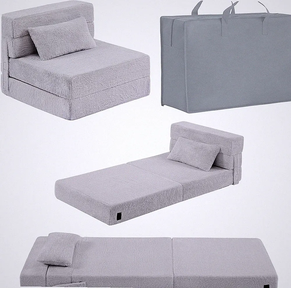 Kids Folding Sofa Bed with Pillow - Washable Floor Mattress & Storage Bag