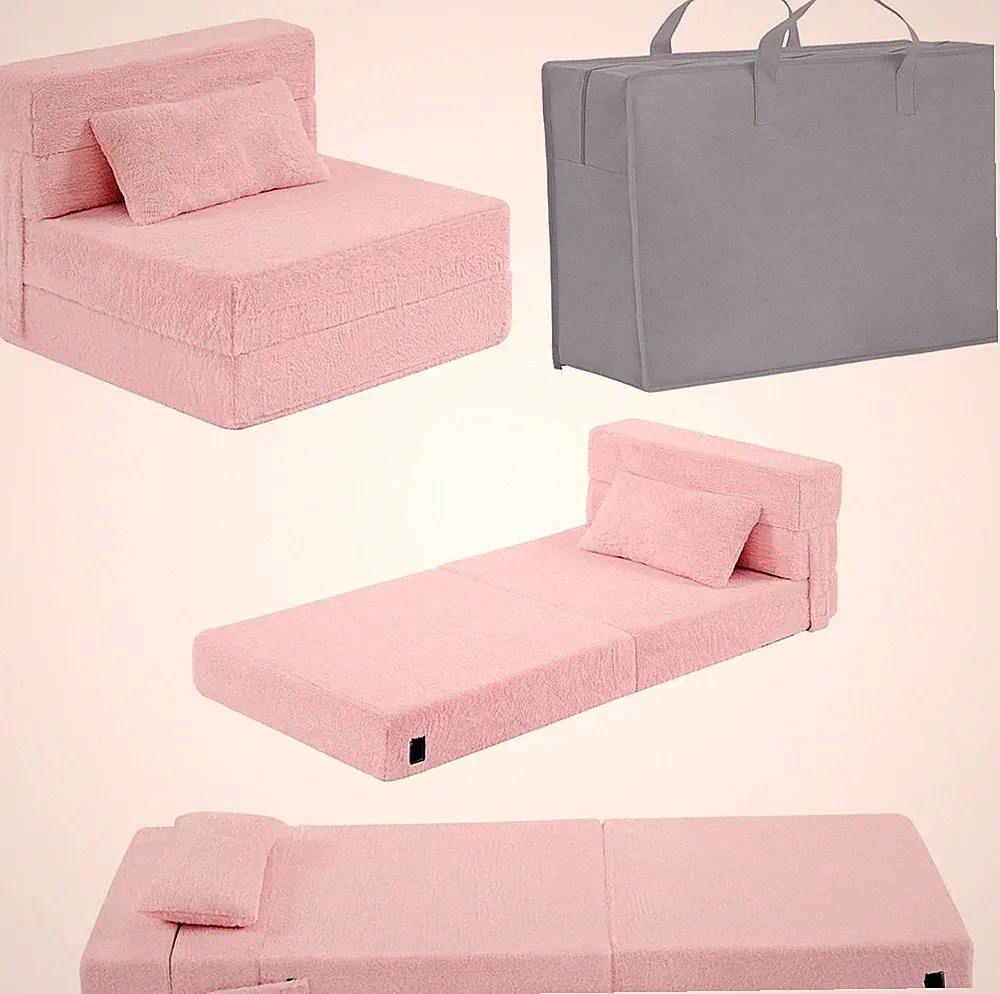 Kids Folding Sofa Bed with Pillow - Washable Nap Mat for Playroom & Camping