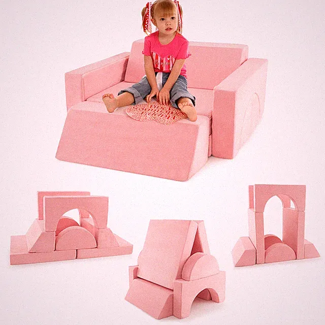 Kids Modular Play Sofa 8 PCS w/ Detachable Cover for Playroom & Bedroom Indoor