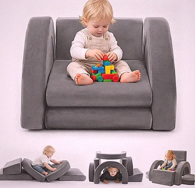 Kids Modular Sofa Play Set - 7-Piece Soft Foam Couch with Endless Configurations