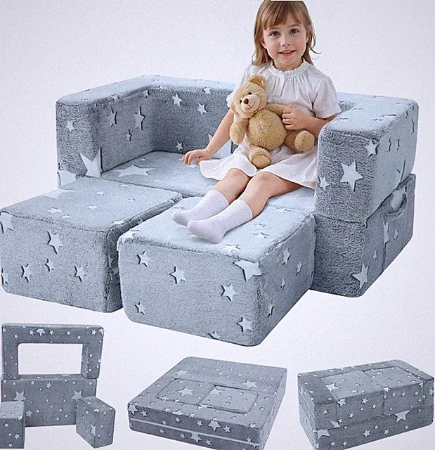 Kids Play Couch Sofa Modular Foam Glow-in-the-Dark Star Design Toddler Playroom