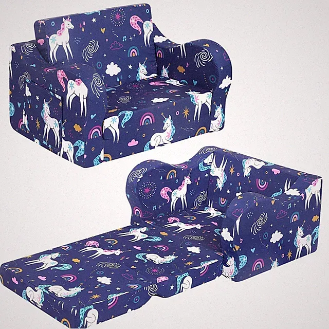 Kids Sofa 2-in-1 Flip-Out Foam Couch Foldable Soft Play Lounge Chair Light