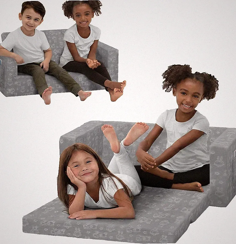 Kids Sofa Bed Foam Couch Convertible 2-in-1 Toddler Lounger Playroom Bedroom