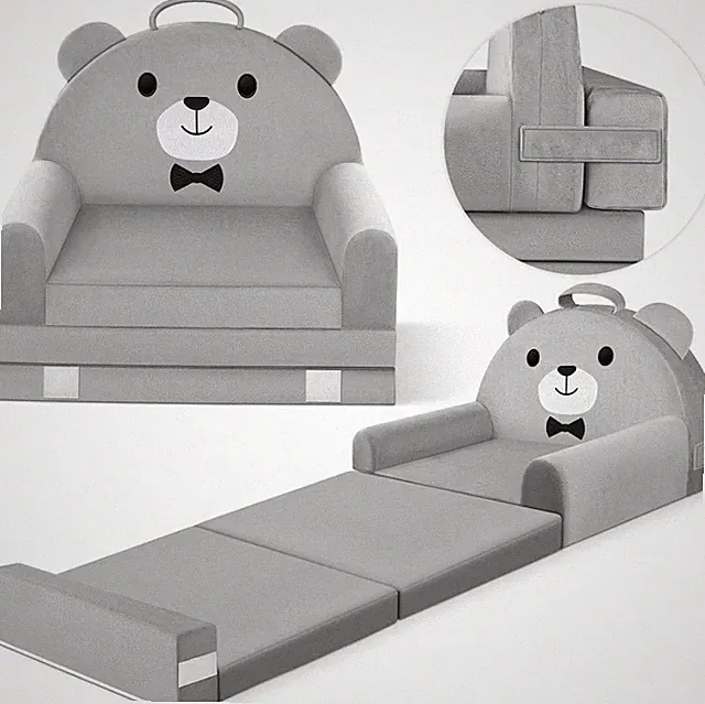 Kids Sofa Bed with 6" X 7" (Seat), 22" X 22.4" X 18.9" (Overall), Grey