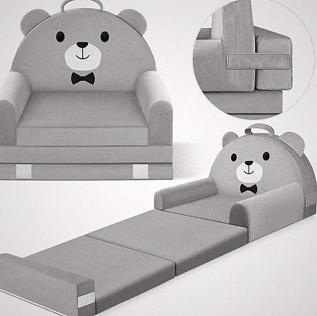 Kids Sofa Bed with Removable Washable Cover & Magic-Tape Backrest – Foldable...